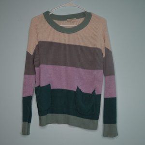 LOFT Stripped Sweater with Front Pockets